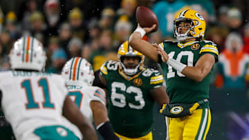 Green Bay Packers quarterback Jordan Love (10) passes the ball against the Miami Dolphins on Thursday, November 28, 2024, at Lambeau Field in Green Bay, Wis. The Packers won the game, 30-17.
Tork Mason/USA TODAY NETWORK-Wisconsin