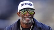 Nov 1, 2025; Boulder, Colorado, USA; Colorado Buffaloes head coach Deion Sanders before the game against the Arizona Wildcats at Folsom Field. Mandatory Credit: Ron Chenoy-Imagn Images