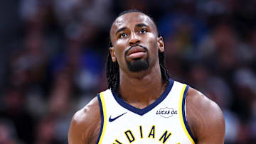 Indiana Pacers forward Aaron Nesmith (23) during a game against the Denver Nuggets.