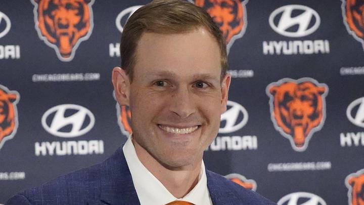 Chicago Bears head coach Ben Johnson answers questions during an introductory press conference at PNC Center.