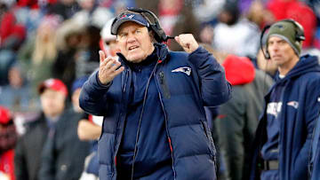 Dec 23, 2018; Foxborough, MA, USA; New England Patriots head coach Bill Belichick during the second half against the Buffalo Bills at Gillette Stadium. Mandatory Credit: Winslow Townson-Imagn Images