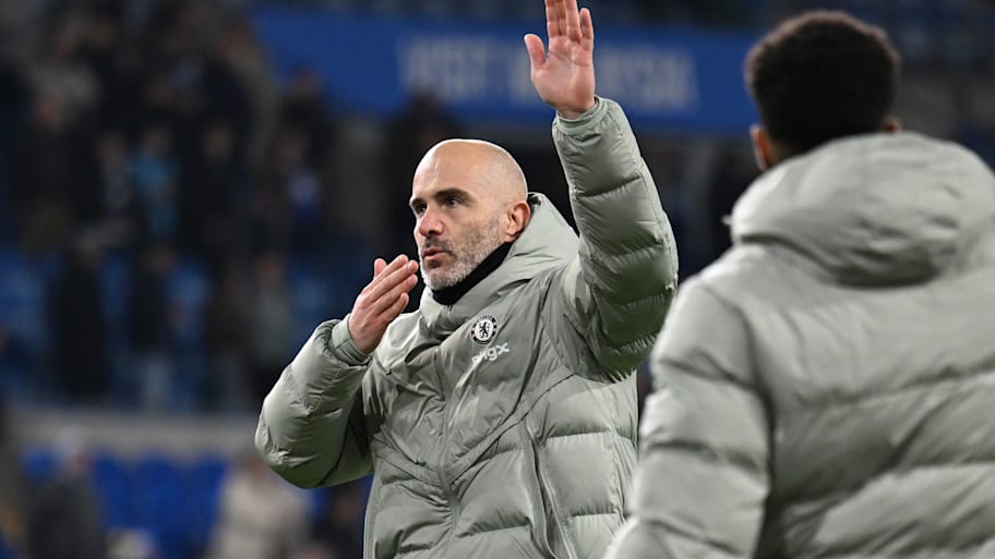 Enzo Maresca saluting the fans.