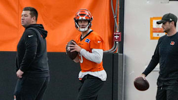 Bengals Joe Burrow (9) returns to practice on Monday November 10, 2025.