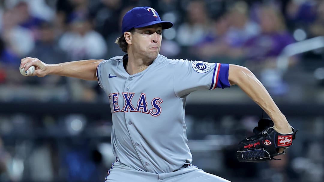 Sep 12, 2025; New York City, New York, USA; Texas Rangers starting pitcher Jacob deGrom (48) pitches against the New York Mets during the seventh inning at Citi Field. Mandatory Credit: Brad Penner-Imagn Images Sep 12, 2025; New York City, New York, USA; Texas Rangers starting pitcher Jacob deGrom (48) pitches against the New York Mets during the seventh inning at Citi Field. Mandatory Credit: Brad Penner-Imagn Images