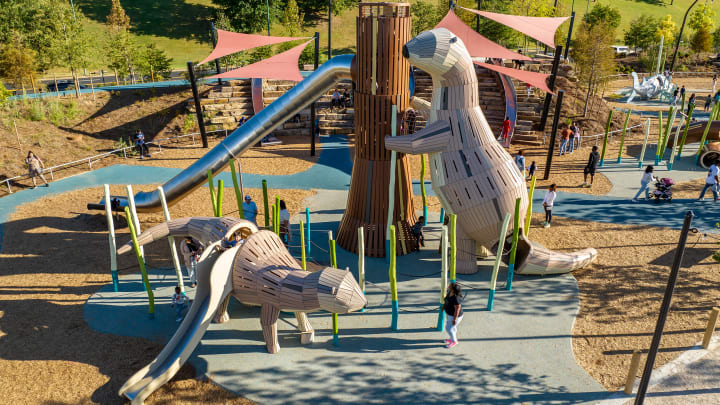 These innovative playgrounds are captivating for kids and adults alike.