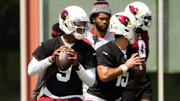 Arizona Cardinals quarterback Joshua Dobbs (9) throws during practice at Cardinals Dignity Health