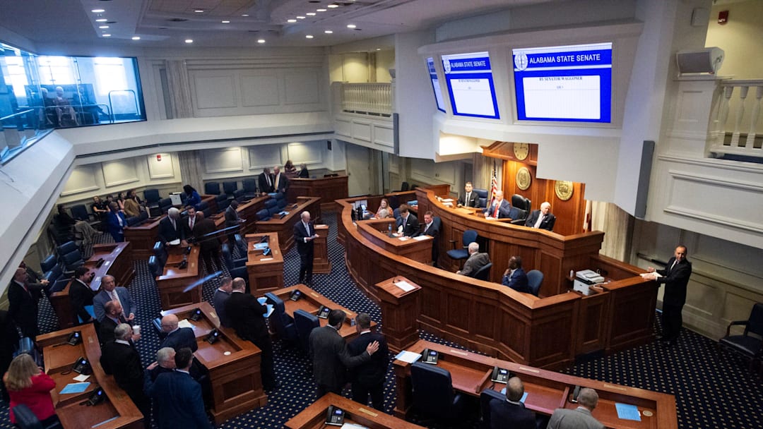 Alabama State Senators meeting on the senate floor in February of 2025. Almost one year later, Senate Bill 73 that was proposed on January 13 could shake up Alabama high school sports.