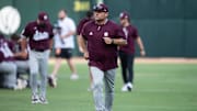 Mississippi State Bulldogs head coach Chris Lemonis during warm ups as Auburn Tigers baseball takes on Mississippi State Bulldogs at Plainsman Park in Auburn, Ala., on Friday, April 25, 2025.
