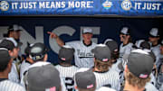 Vanderbilt Commodores head coach Tim Corbin talks with his team after the game as Vanderbilt Commodores take on Tennessee Volunteer during the SEC baseball tournament at Hoover Met in Birmingham, Ala., on Saturday, May 24, 2025. Vanderbilt Commodores defeated Tennessee Volunteer 10-0 in 7 innings.