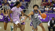 TCU's Noah Reynolds in the game against Kansas State one January 4. Reynolds' performance in this game helped him to being named the Big 12's Co-Newcomer of the Week. 