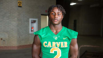 Carver’s Anthony Rogers poses for a photo during the high school football media day at Garrett Coliseum in Montgomery, Ala., on Tuesday, July 30, 2024.