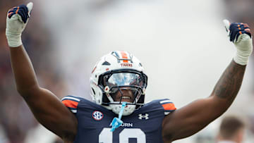 Auburn Tigers defensive lineman Amaris Williams (10) as Auburn Tigers take on Arkansas Razorbacks at Jordan-Hare Stadium in Auburn, Ala., on Saturday, Sept. 21, 2024. Arkansas Razorbacks defeated Auburn Tigers 24-14.