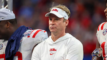 Dec 30, 2023; Atlanta, GA, USA; Mississippi Rebels head coach Lane Kiffin after a victory against