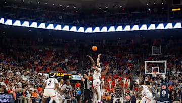 Tip-off as Auburn Tigers take on Kent State Golden Flashes at Neville Arena in Auburn, Ala., on Saturday, Nov. 13, 2024. Auburn Tigers lead Kent State Golden Flashes 36-22 at halftime.