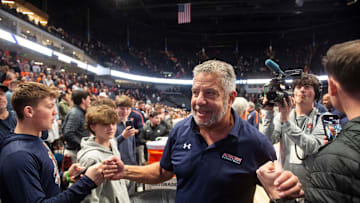 Auburn Tigers head coach Bruce Pearl greets fans after the game as Auburn Tigers take on Purdue Boilermakers at Legacy Arena in Birmingham, Ala., on Saturday, Dec. 21, 2024. Auburn Tigers defeated Purdue Boilermakers 87-69.
