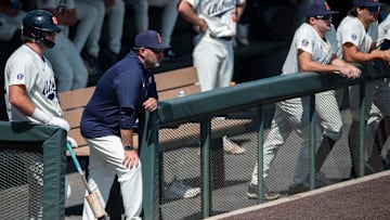 Auburn Tigers coach Butch Thompson looks on as Auburn Tigers take on Southern Miss Golden Eagles during the NCAA baseball championship regional at Plainsman Park in Auburn, Ala., on Saturday, June 3, 2023.