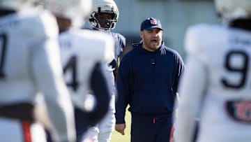 Auburn Tigers offensive line coach Jake Thornton during football practice at Woltosz Football Performance Center in Auburn, Ala., on Thursday, April 10, 2025.