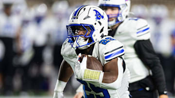 Auburn's Omar Mabson (29) runs the ball at Cramton Bowl in Montgomery, Ala., on Friday, Oct. 18, 2024. Auburn leads Carver 22-8 at halftime.