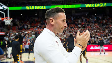 Auburn Tigers head coach Steven Pearl takes the court as the Auburn Tigers take on Bethune-Cookman Wildcats at Neville Arena in Auburn, Ala. on Monday, Nov. 3, 2025.