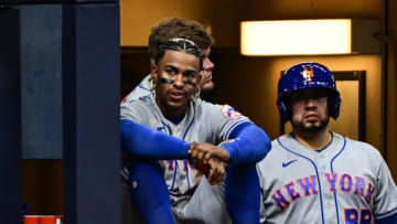 Apr 3, 2023; Milwaukee, Wisconsin, USA;  New York Mets shortstop Francisco Lindor (12) looks on from