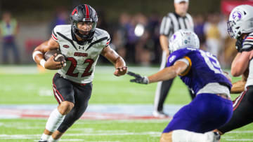 Southeast Missouri State Redhawks running back Payton Brown (22) runs the ball as North Alabama Lions face off with Southeast Missouri State Redhawks during the FCS Kickoff game at Cramton Bowl in Montgomery, Ala., on Saturday, Aug. 24, 2024. 