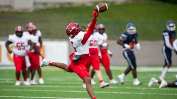 Central Phenix City s Daylyn Upshaw (5) just misses a pass over the middle at Cramton Bowl in Montgomery, Ala., on Saturday, Oct. 14, 2023. Central Phenix City leads Percy Julian 7-0 at halftime.