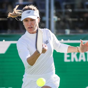 Nowadays, Bouchard can be found on a court, it's just not tennis.