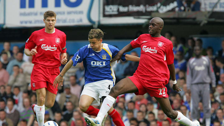 Portsmouth's Andres D'Alessandro holds o