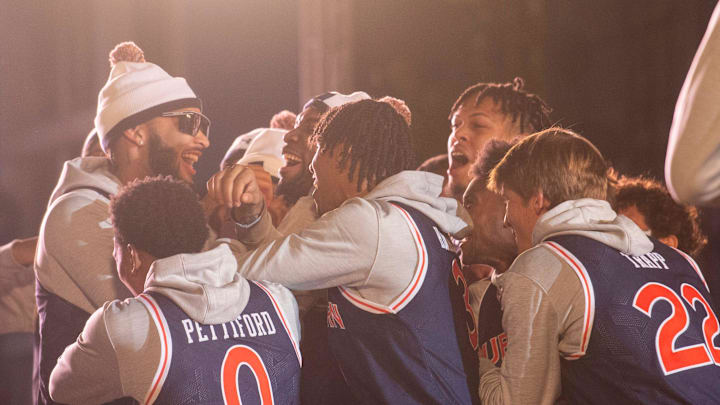 Auburn men’s basketball during the Tipoff at Toomer’s at Toomer’s Corner at Auburn University in Auburn, Ala., on Thursday, Oct. 17, 2024.
