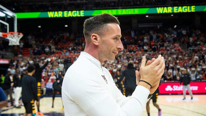 Auburn Tigers head coach Steven Pearl takes the court as the Auburn Tigers take on Bethune-Cookman Wildcats at Neville Arena in Auburn, Ala. on Monday, Nov. 3, 2025.