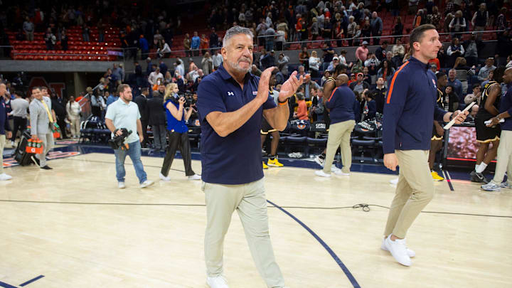 Auburn Tigers head coach Bruce Pearl after the game as Auburn Tigers take on Missouri Tigers at Neville Arena in Auburn, Ala., on Saturday, Jan. 4, 2025. Auburn Tigers defeated Missouri Tigers 84-68.