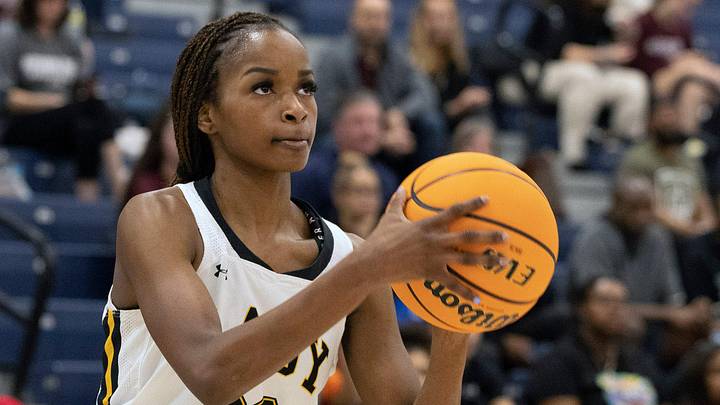 SJV Madison St. Rose takes an outside shot in first half action. St. John Vianney Girls Basketball vs Sparta in NJSIAA Tournament of Champions Semifinals on March 18, 2022 in Toms River, NJ.

Gbbsjsp220318j