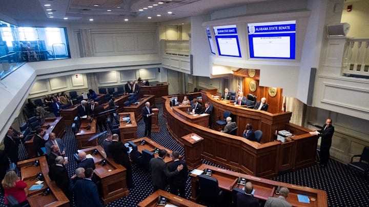 Alabama State Senators meeting on the senate floor in February of 2025. Almost one year later, Senate Bill 73 that was proposed on January 13 could shake up Alabama high school sports.