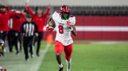 Central Phenix City's Cameron Coleman (8) breaks free for a touchdown after a catch as Central Phenix City faces Thompson in the Class 7A football state championship at Bryant-Denny Stadium in Tuscaloosa, Ala., on Wednesday, Dec. 6, 2023. Central Phenix City defeated Thompson 21-19.