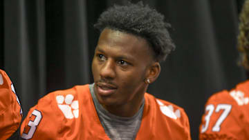 Clemson receiver Marquise Henderson (3) during the Clemson Club football National Signing Day wrap up presented by Clemson Seneca Chick-Fil-A at the Poe Indoor Practice Facility at Clemson University in Clemson, S.C. Feb 5, 2025.