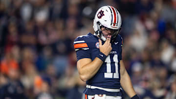 Auburn Tigers quarterback Jackson Arnold (11) takes the field for the first time in the second half as Auburn Tigers take on Kentucky Wildcats at Jordan-Hare Stadium in Auburn, Ala. on Saturday, Nov. 1, 2025. Kentucky Wildcats defeated Auburn Tigers 10-3.