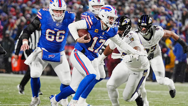 Buffalo Bills quarterback Josh Allen is pictured in action.