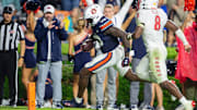 Auburn Tigers tight end Rivaldo Fairweather scores a touchdown against the New Mexico Lobos at Jordan-Hare Stadium.