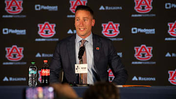 Steven Pearl speaks as he is introduced as the new Auburn men’s basketball head coach at the Woltosz Performance Center in Auburn, Ala. on Wednesday, Sept. 24, 2025.