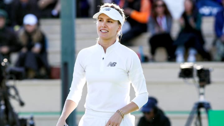 Genie Bouchard competes against Ekaterina Biakina during the second round of the Hyundai Masters national pickleball event, part of the Carvana PPA Tour, at Mission Hills Country Club in Rancho Mirage, Calif., on Wed., Jan. 10, 2024.