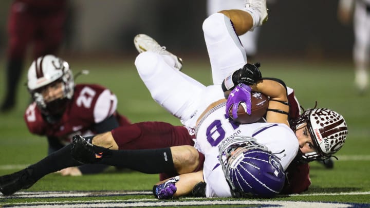 Calallen competes in a high school football playoff game against Boerne at Alamo Stadium on Dec. 2, 2022.