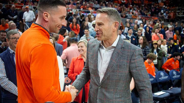 Auburn Tigers head coach Steven Pearl and Alabama Crimson Tide head coach Nate Oats shake hands before the game as Auburn Tigers take on Alabama Crimson Tide at Neville Arena in Auburn, Ala. on Saturday, Feb. 7, 2026.