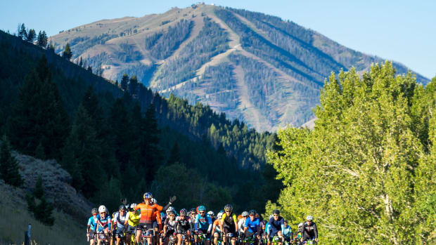 A picture of bike racers in Sun Valley, Idaho