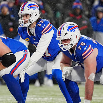 Buffalo Bills quarterback Josh Allen gets ready to take the snap against the Ravens.