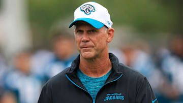 Jacksonville Jaguars Manager Trent Baalke walks off the field during the third day of an NFL football training camp practice Friday, July 26, 2024 at EverBank Stadium’s Miller Electric Center in Jacksonville, Fla.
