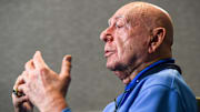 Dick Vitale, ESPN college basketball commentator, talks during an interview in Clemson, S.C. before the game between top ACC teams Clemson and Duke.