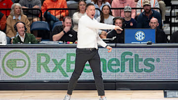Auburn Tigers head coach Steven Pearl reacts to a play as Auburn Tigers take on the Houston Cougars at Legacy Arena in Birmingham, Ala. on Sunday, Nov. 16, 2025. Houston Cougars defeated Auburn Tigers 73-72.