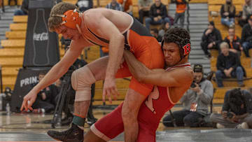 141: Danny Coles (P) d. Sammy Alvarez 4-3. Rutgers University Wrestling vs Princeton in Princeton, NJ on December 11, 2022.

141d