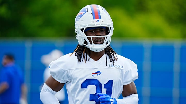 Buffalo Bills Maxwell Hairston jogs to another area of the field during voluntary workout at their practice facility on May 27, 2025.