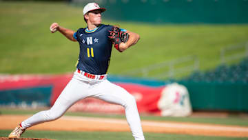 No. 1 Hewitt-Trussville’s Christian Helmers (11) pitches during the AHSAA All-Star baseball game last year.